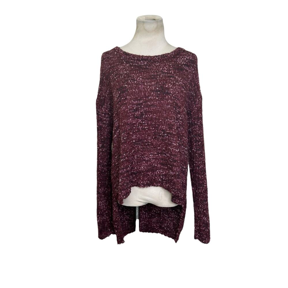Target burgundy popcorn knit long sleeves high low sweater size Large